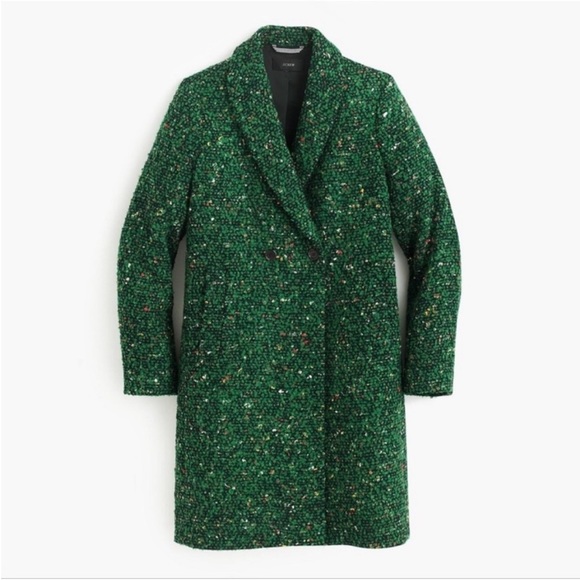 J Crew Daphne Boucle Tweed Topcoat Green size 2 EUC Blogger Favorite - Picture 4 of 12